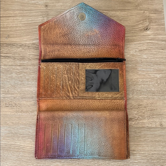 Anuschka Hand Painted Artistic Butterfly & Flowers Wallet - Picture 9 of 9